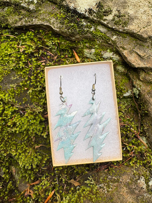 Grateful Dead Lightning Bolt Dangle Earrings – Silver & Pastel | Handmade & Subtly Psychedelic